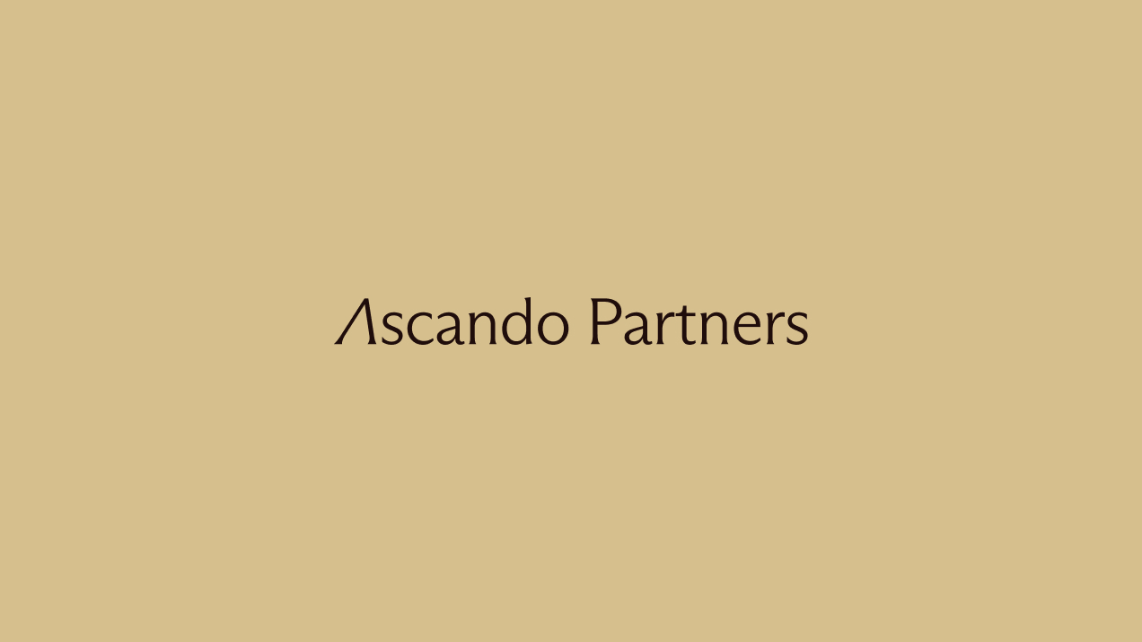 Black text logo saying 'Ascando Partners' on a beige background.