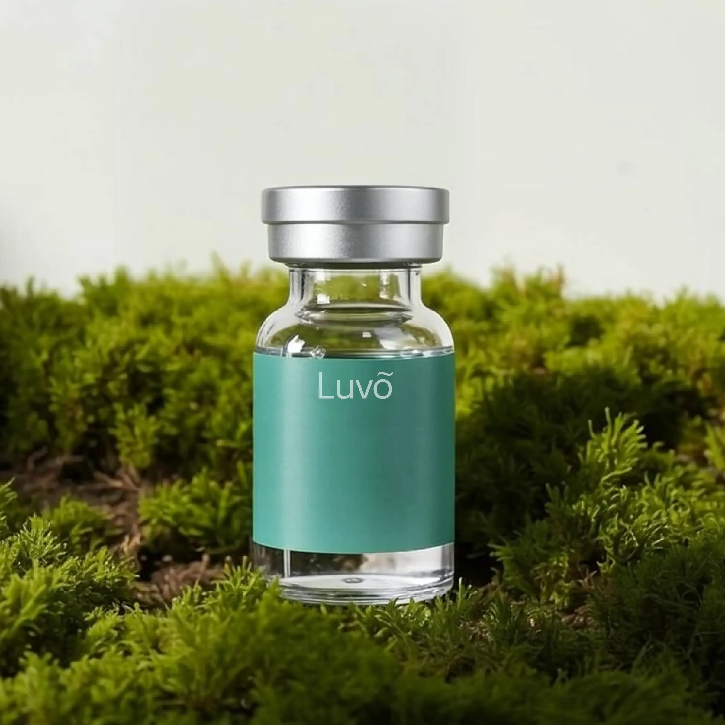 Illustrative tirzepatide injection vial on moss