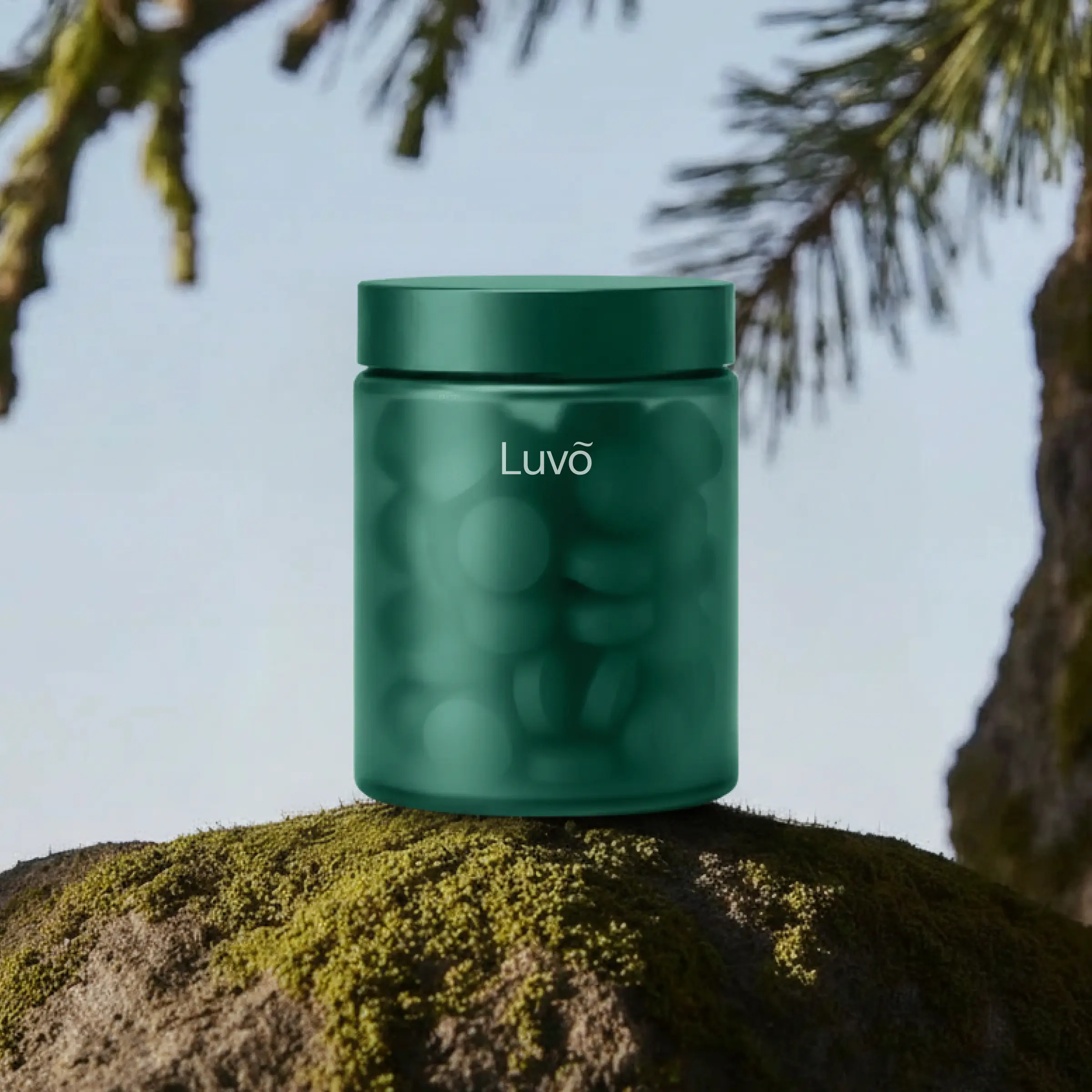 Illustrative tirzepatide tablet container on moss