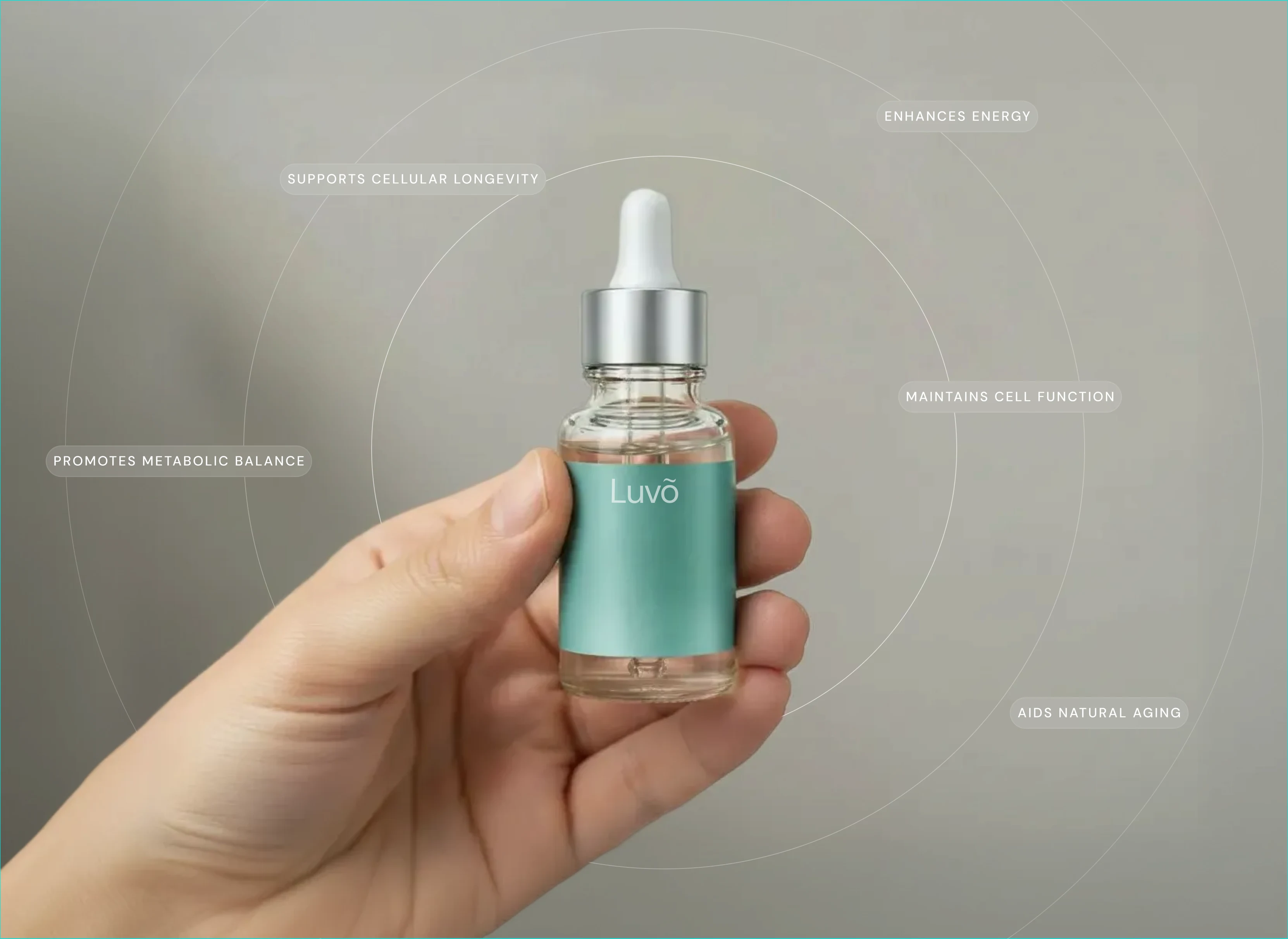 Hand holding an NAD+ drops bottle