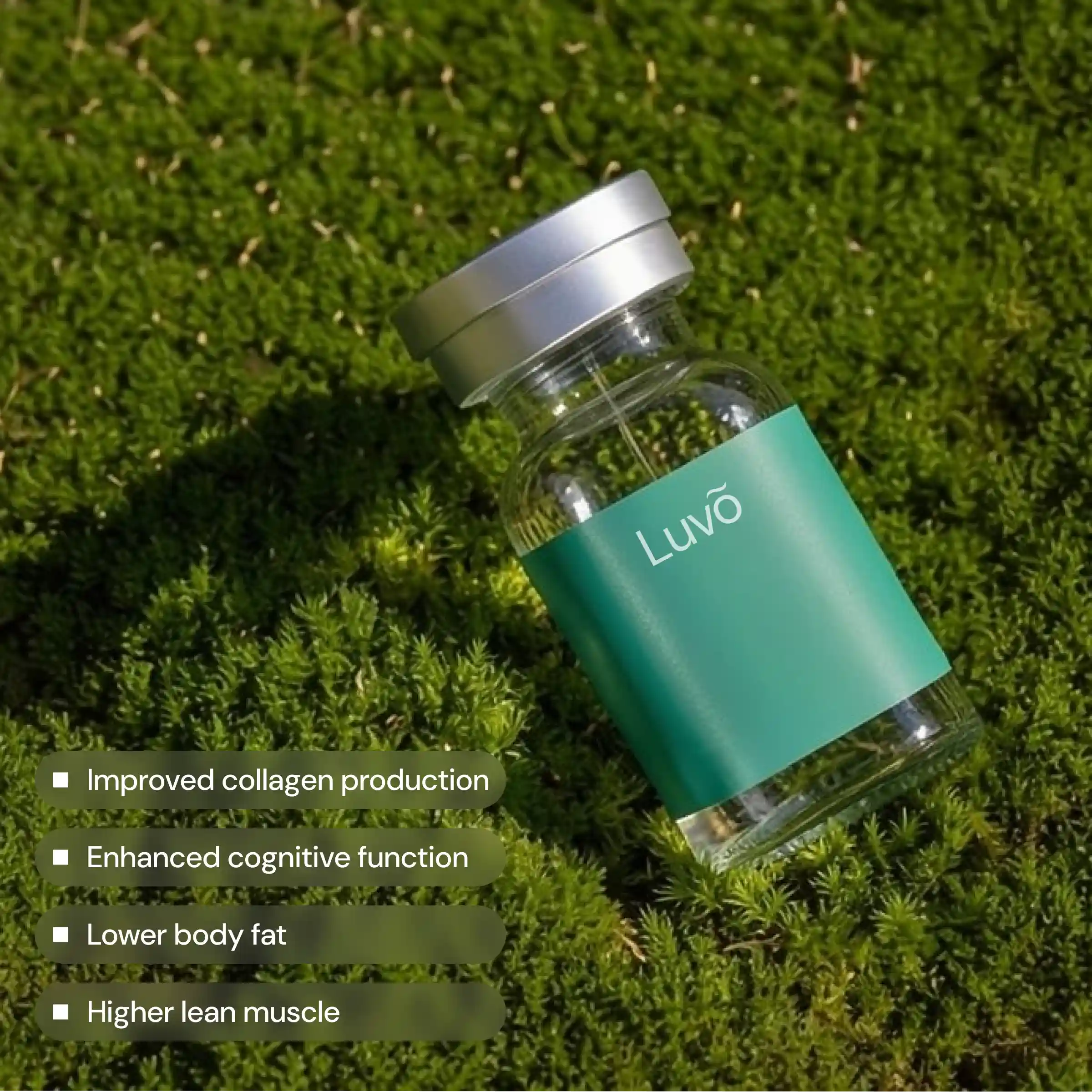 Sermorelin injection vial on grass