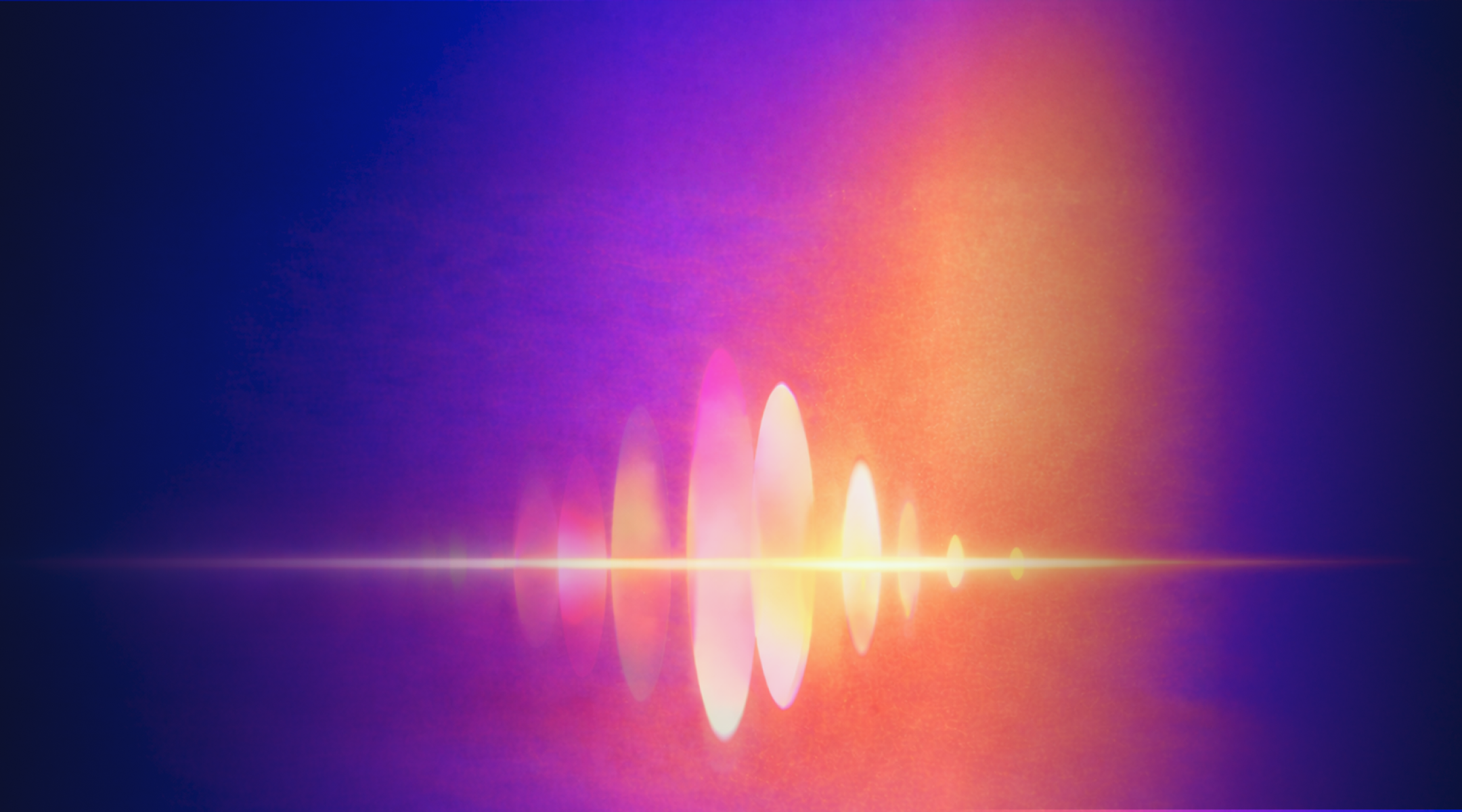 Abstract gradient background with horizontal light beam and glowing, elliptical shapes in purple, pink, and orange hues.