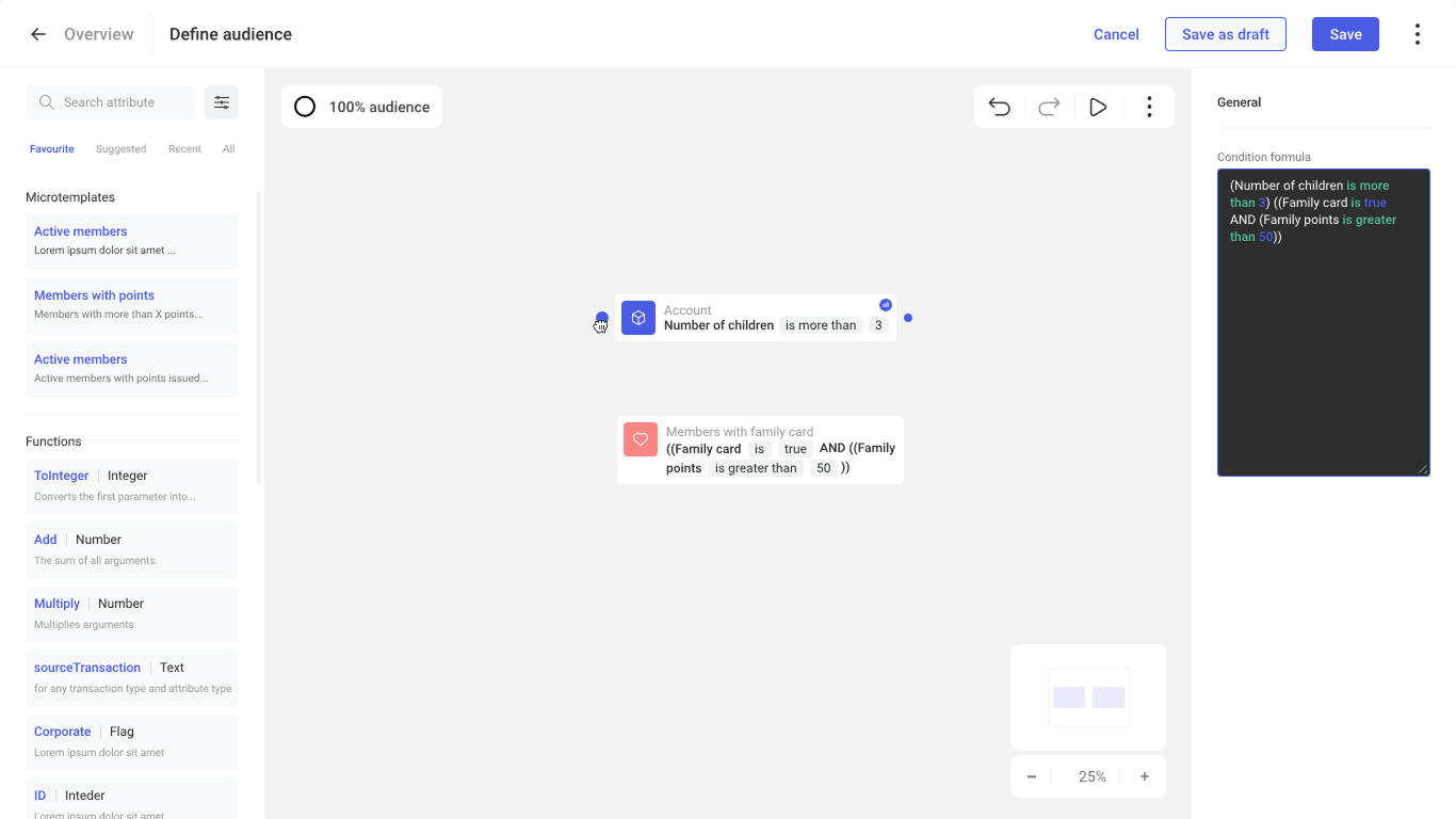 Screen showing first step in process of creating new formula.