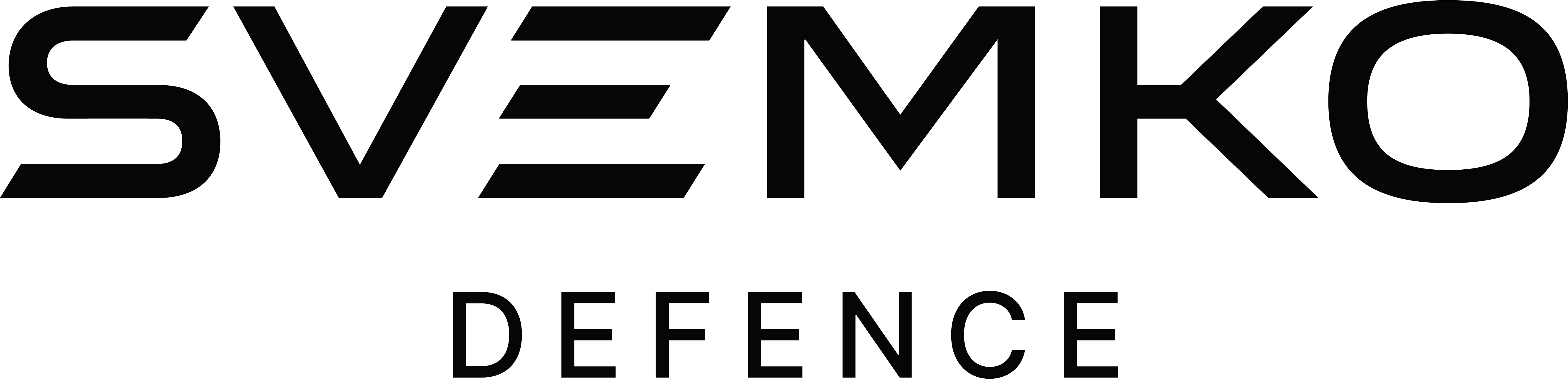 SVEMKO Defence company logo with stylized letters and three horizontal lines in the letter E.