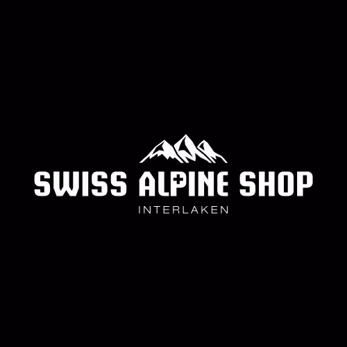 Logo vom Swiss Alpine Shop mit Bergsilhouette und dem Schriftzug Interlaken._the-eksperts.com