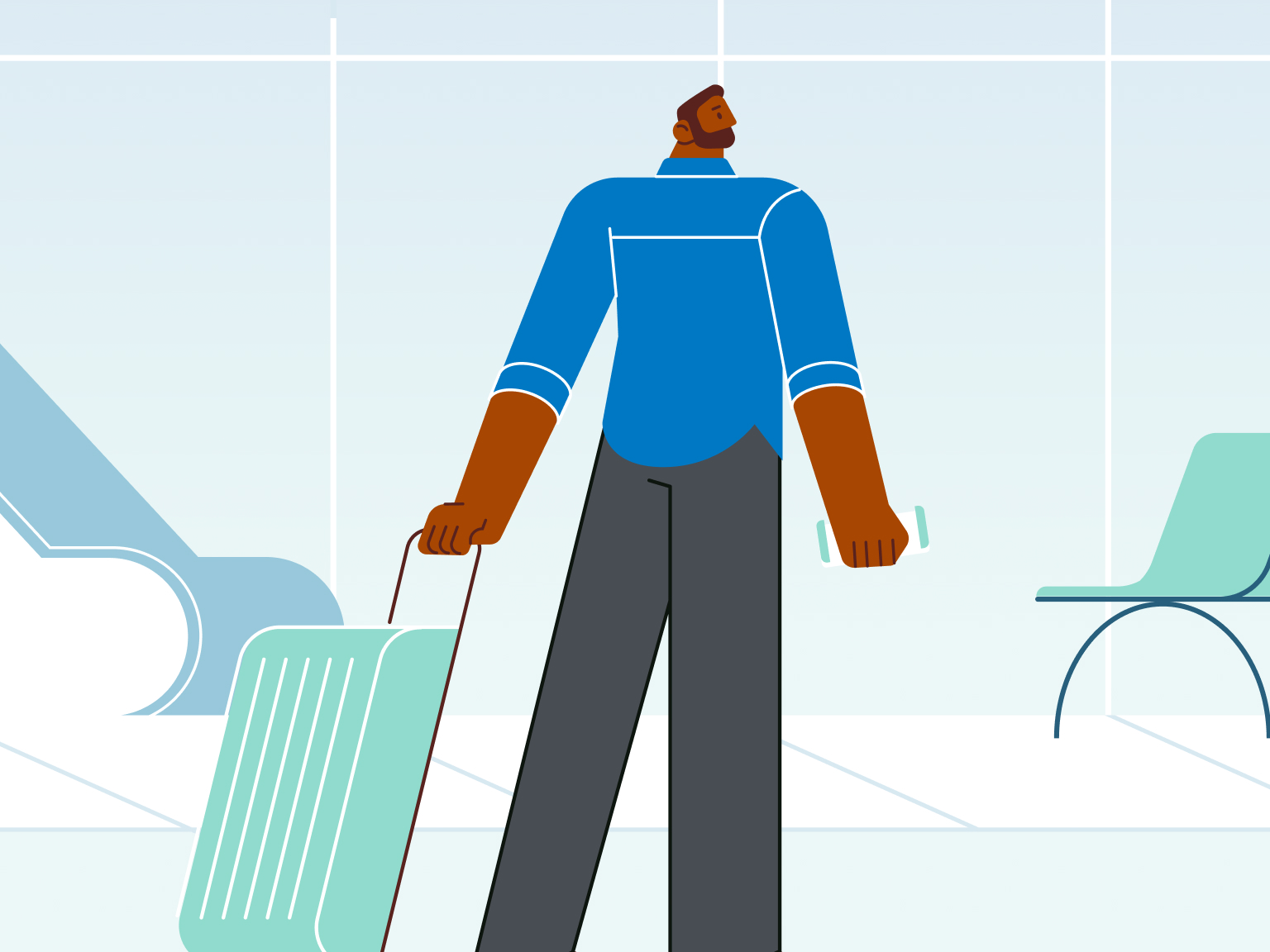 Illustration of man in airport