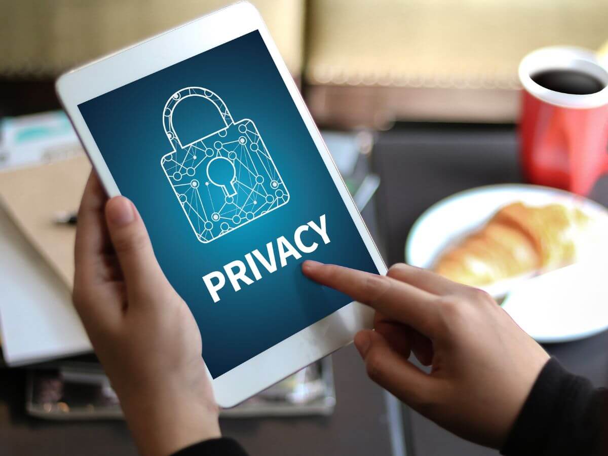 An image showing a businessman giving privacy importance.