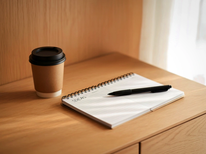 Service business pricing strategy: notebook showing repriced figures on a clean white desk, warm natural light.