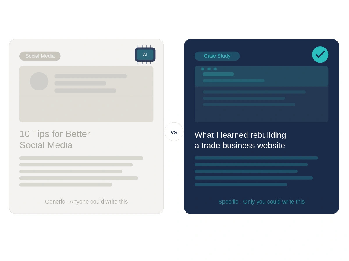 Statistic graphic: 58% of Google searches in 2026 result in zero clicks to any website, according to SparkToro.