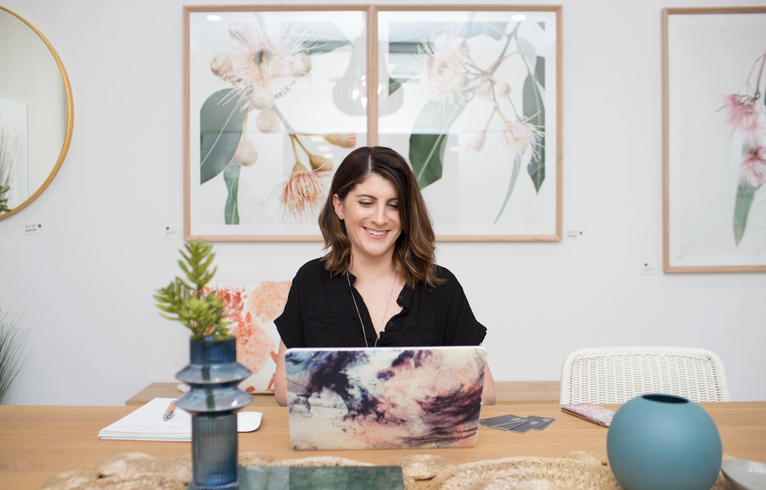 Hayley Philip, founder of WQ Creative, at her workspace. Brand and web design studio for service businesses.