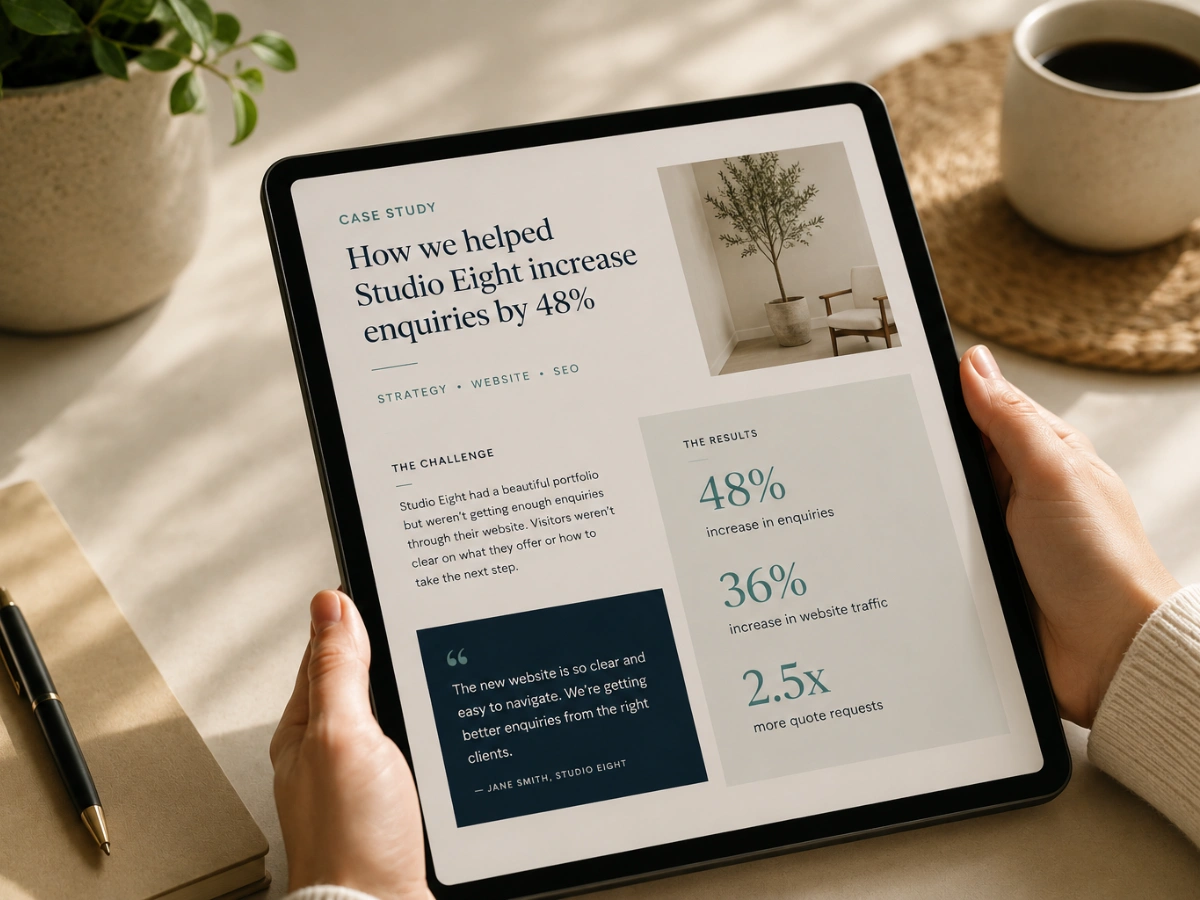 Case study results building trust with premium clients.
