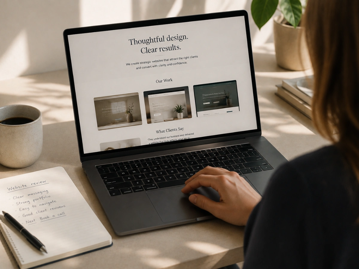 A prospect comparing websites before contacting either business.