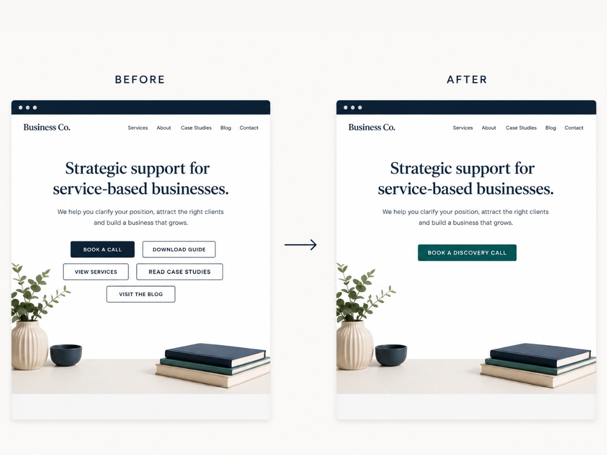 A page simplified down to one clear call to action.