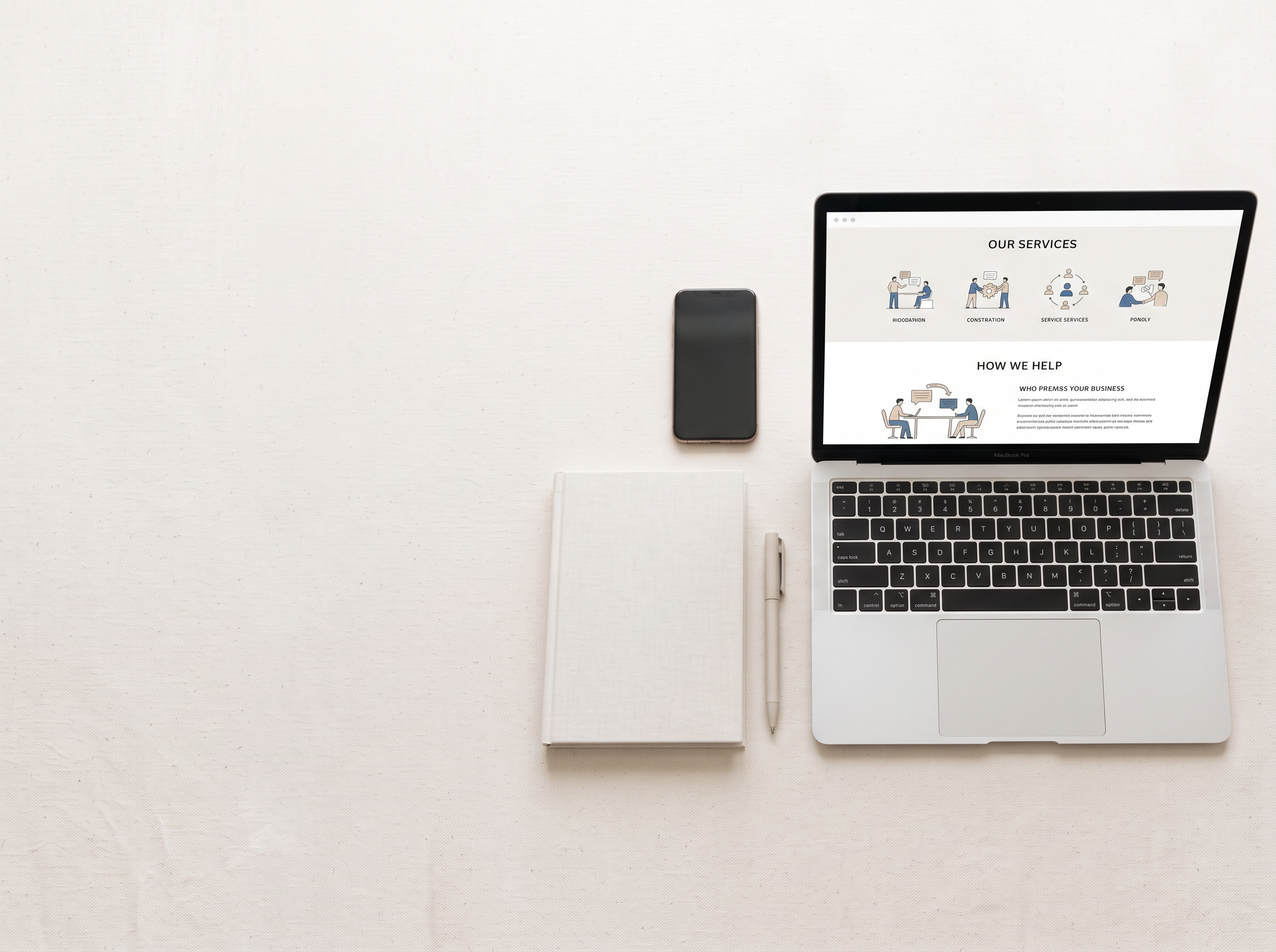 Laptop showing a service business website, illustrating how to get clients without relying on referrals.