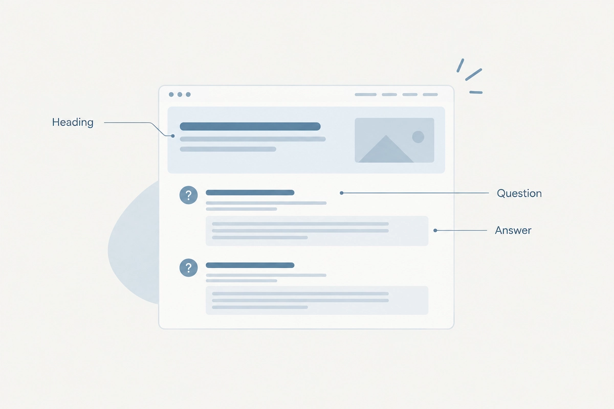 Simple diagram of a well structured web page that AI search tools can read and cite