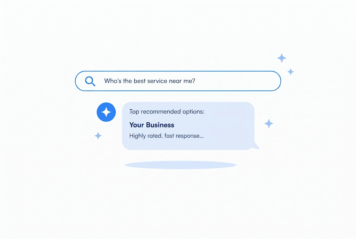Search bar and answer box showing how service businesses get found online without referrals