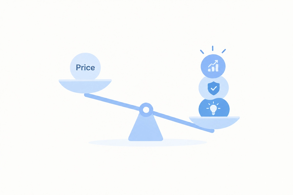 Illustration showing price weighed against perceived value in a service business