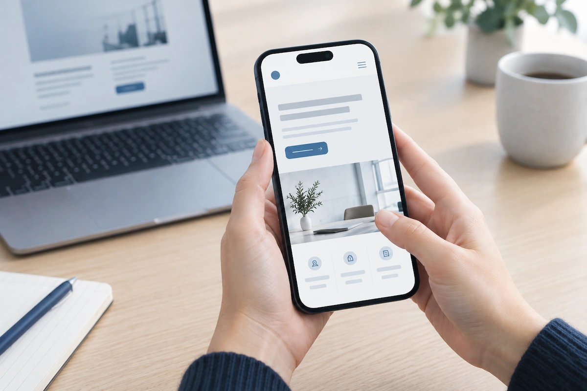 Mobile view of a service business website with a clear headline and call to action