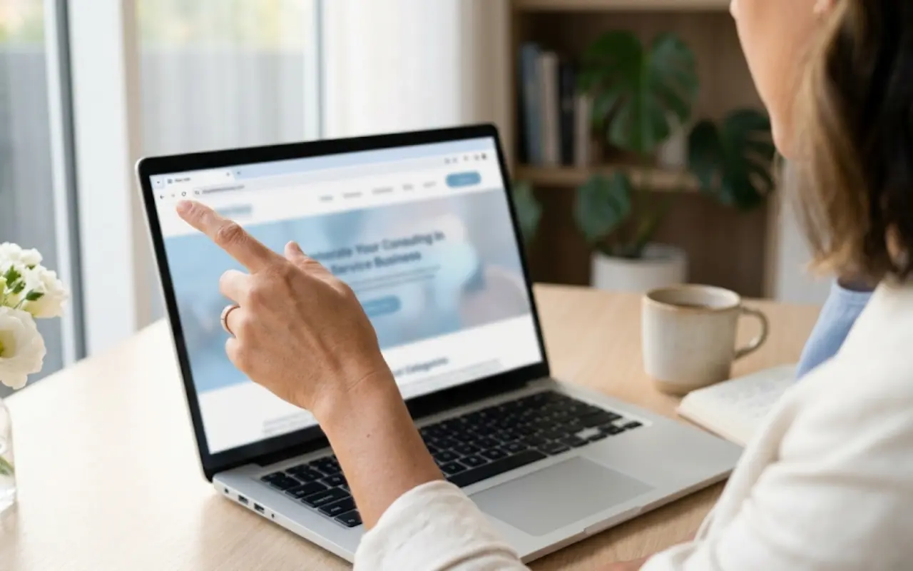 Visitor scrolling a service business homepage that is not converting into enquiries