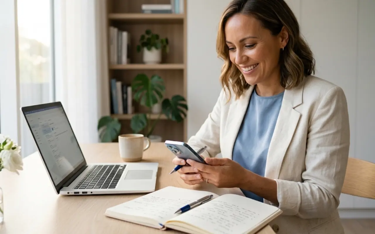 Consultant receiving a new client enquiry after fixing their website message