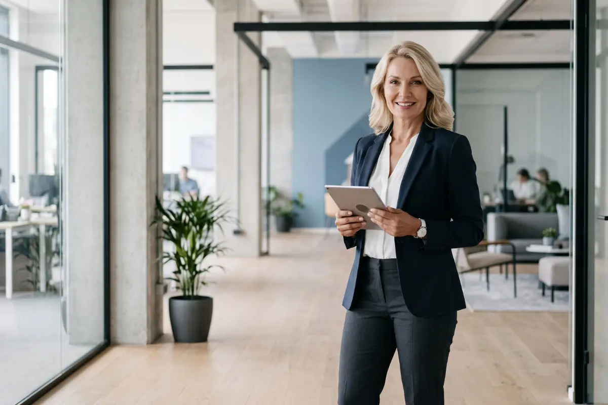 Professional online presence: service business owner presenting an established and credible brand online