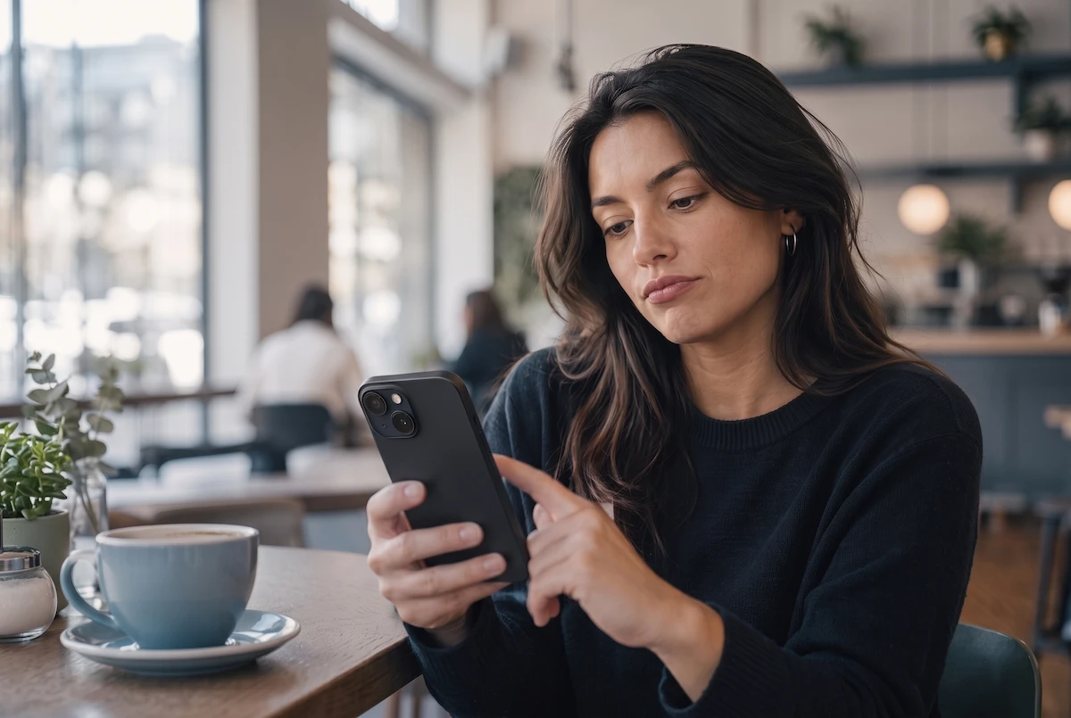 High bounce rate: visitor about to leave a website on their phone within seconds of landing