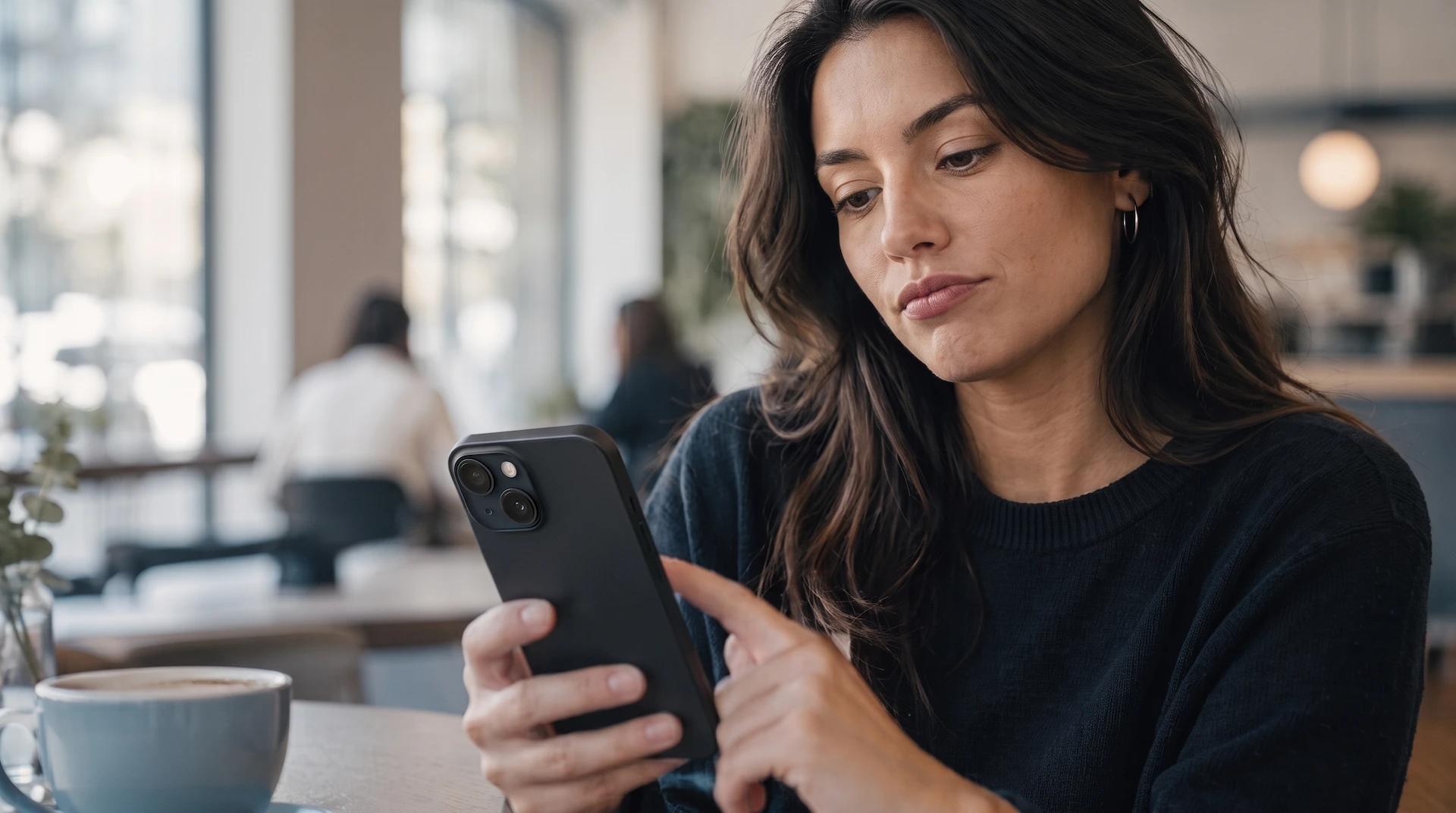 High bounce rate: visitor about to leave a website on their phone within seconds of landing