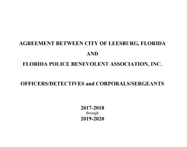 CBA - CITY OF LEESBURG - OFFICERS/DETECTIVES and CORPORALS/SERGEANTS -2017-2020