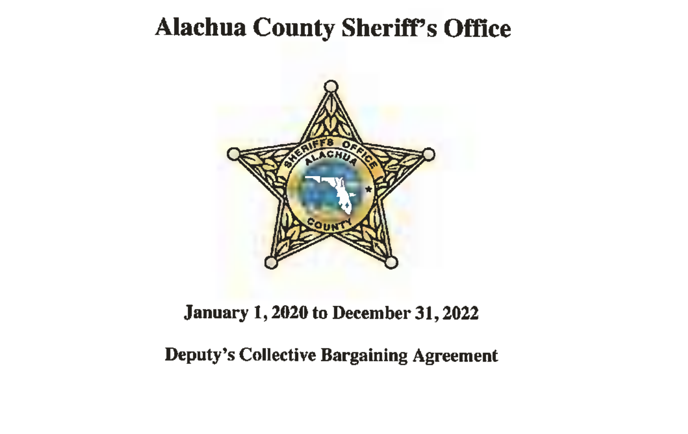 CBA - Alachua County Sheriffs Office- Deputy's - 2020-2022 