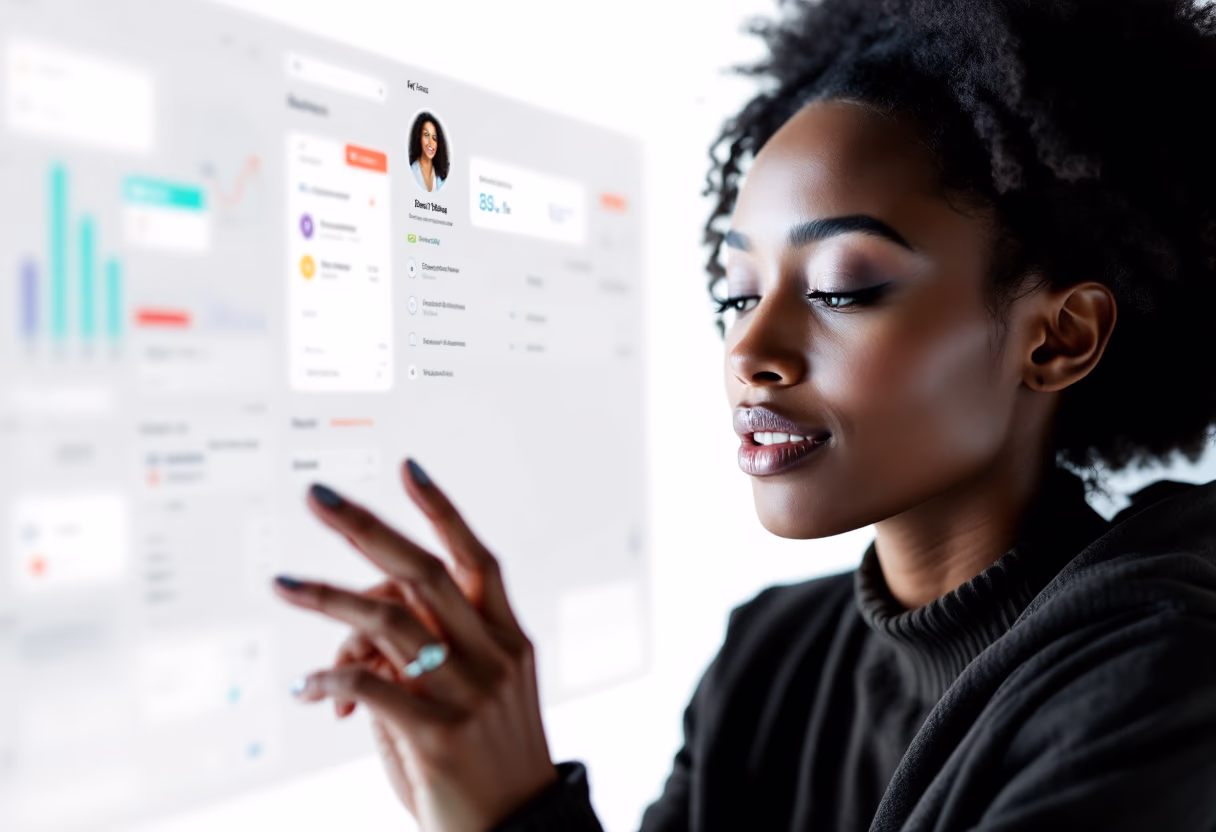 [interface] image of employee interacting with hr software (for a hr tech)