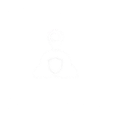 Icon of a person with a location pin above and a shield symbol on the chest.