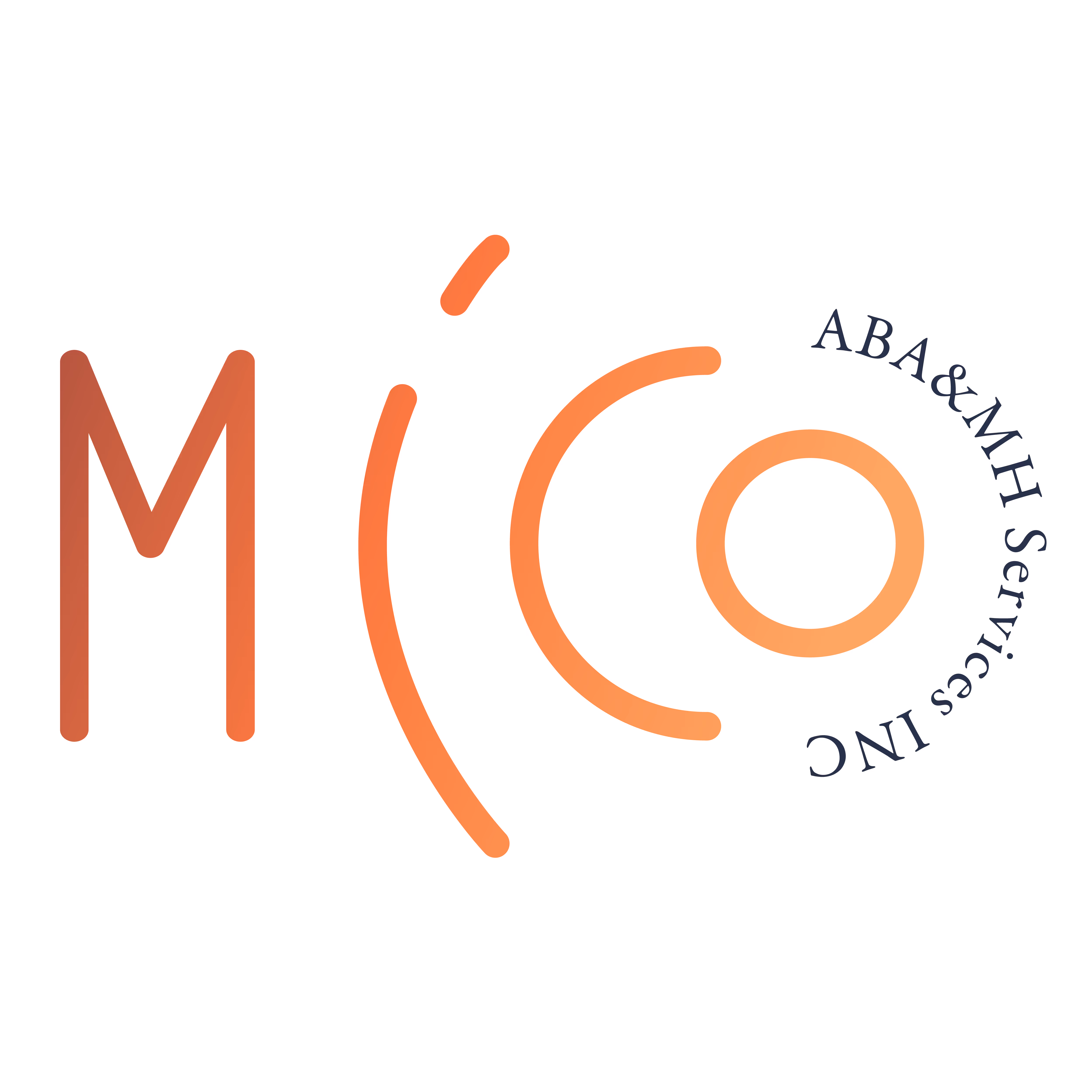 MiCo logo with stylized orange circular design and text 'ABA&MH Services INC' curved around the circles.