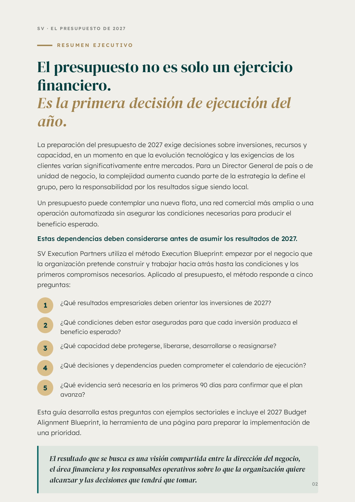 Página de la guía El Presupuesto de 2027