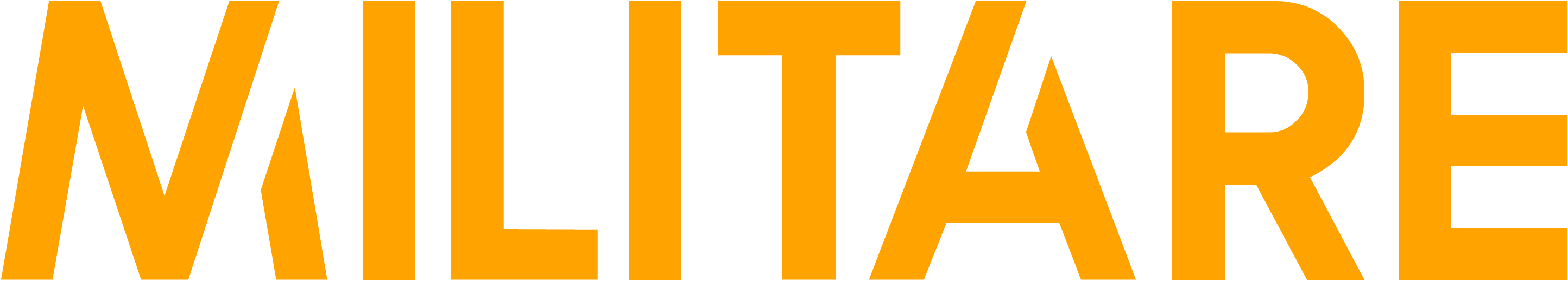 Bold uppercase text spelling 'MILITARE' in bright orange color.
