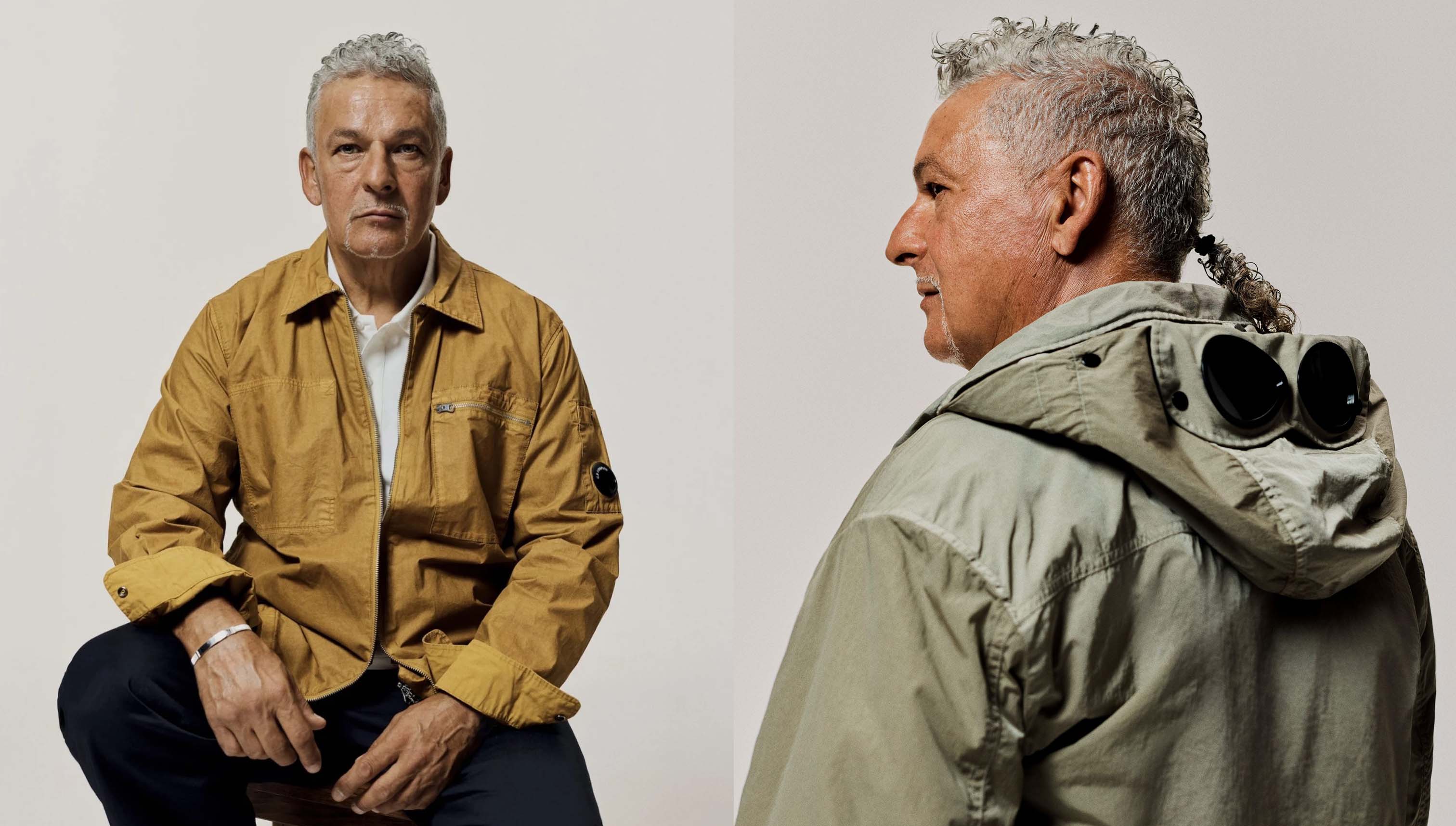 Roberto Baggio trägt in der aktuellen Kampagne von C.P. Company unter anderem eine Goggle Jacket mit den charakteristischen Gläsern in der Kapuze.