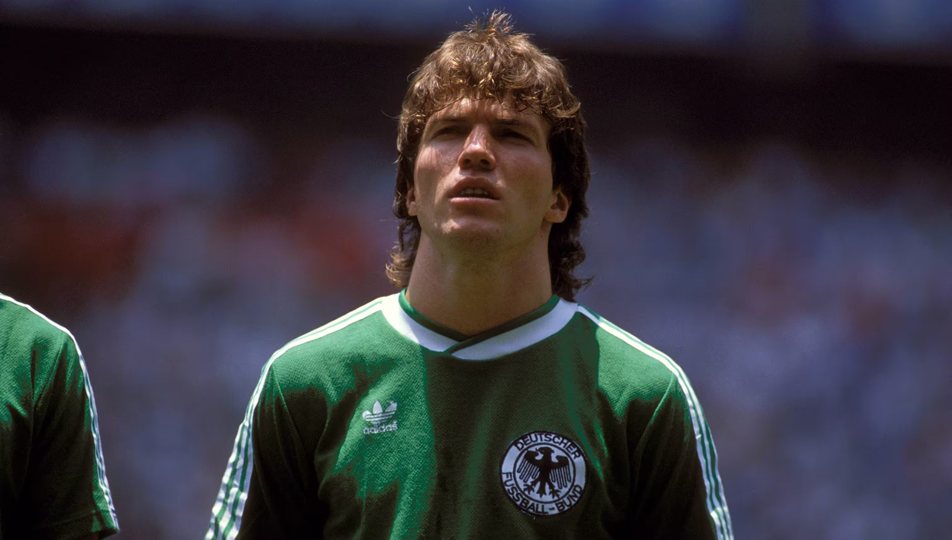 Lothar Matthäus (BR Deutschland) während der Nationalhymne Fußball WM Herren