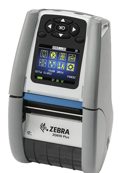 Zebra ZQ610 HC Plus healthcare mobile label printer, left view