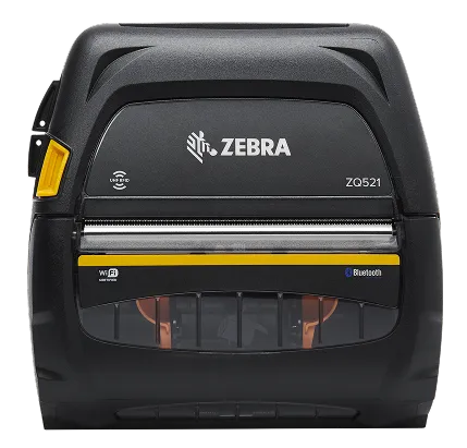 Zebra ZQ521 RFID rugged mobile label printer, head-on view