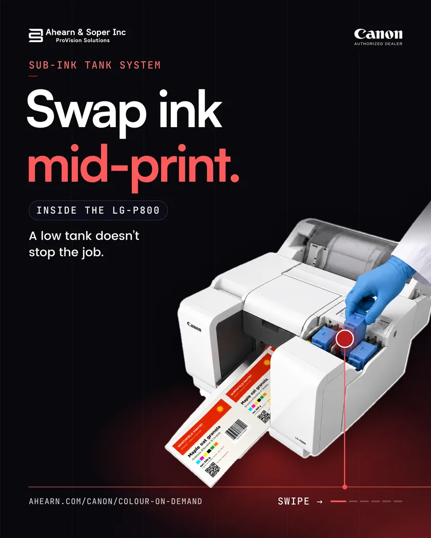 Cover. Swap ink mid-print: the Sub-Ink Tank System.
