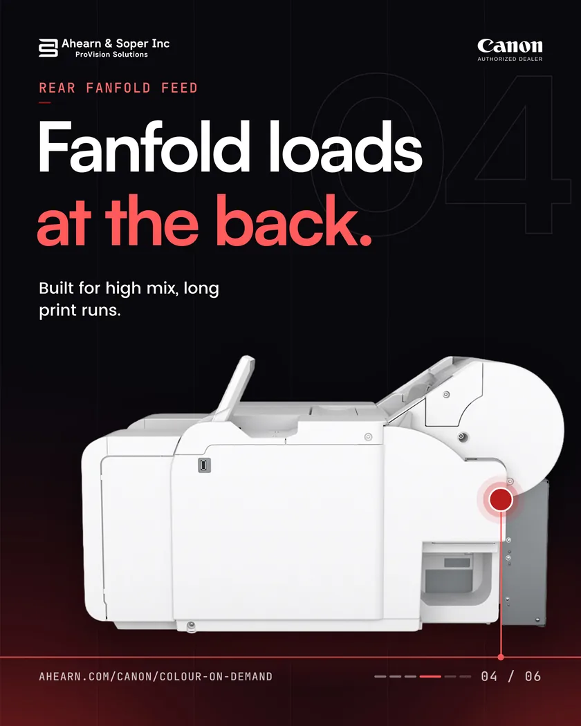 Fanfold loads at the back: the rear fanfold feed.