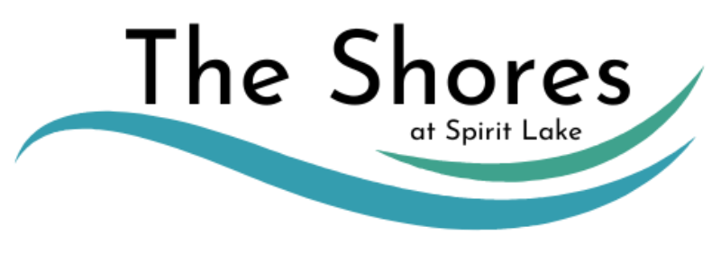 The Shores logo; apartments and townhomes in Spirit Lake, Iowa