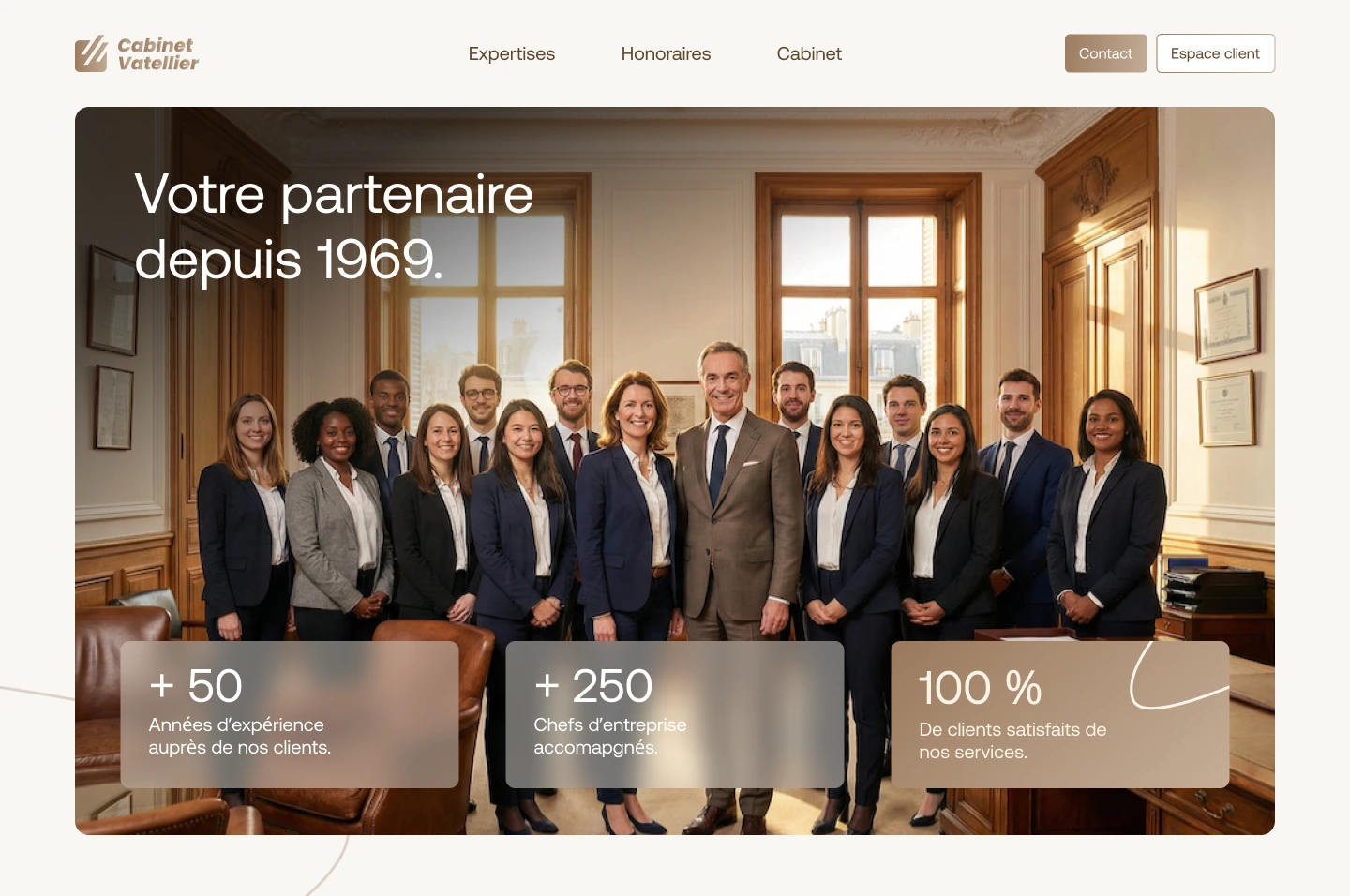 Mock-up du client Cabinet Vatelier