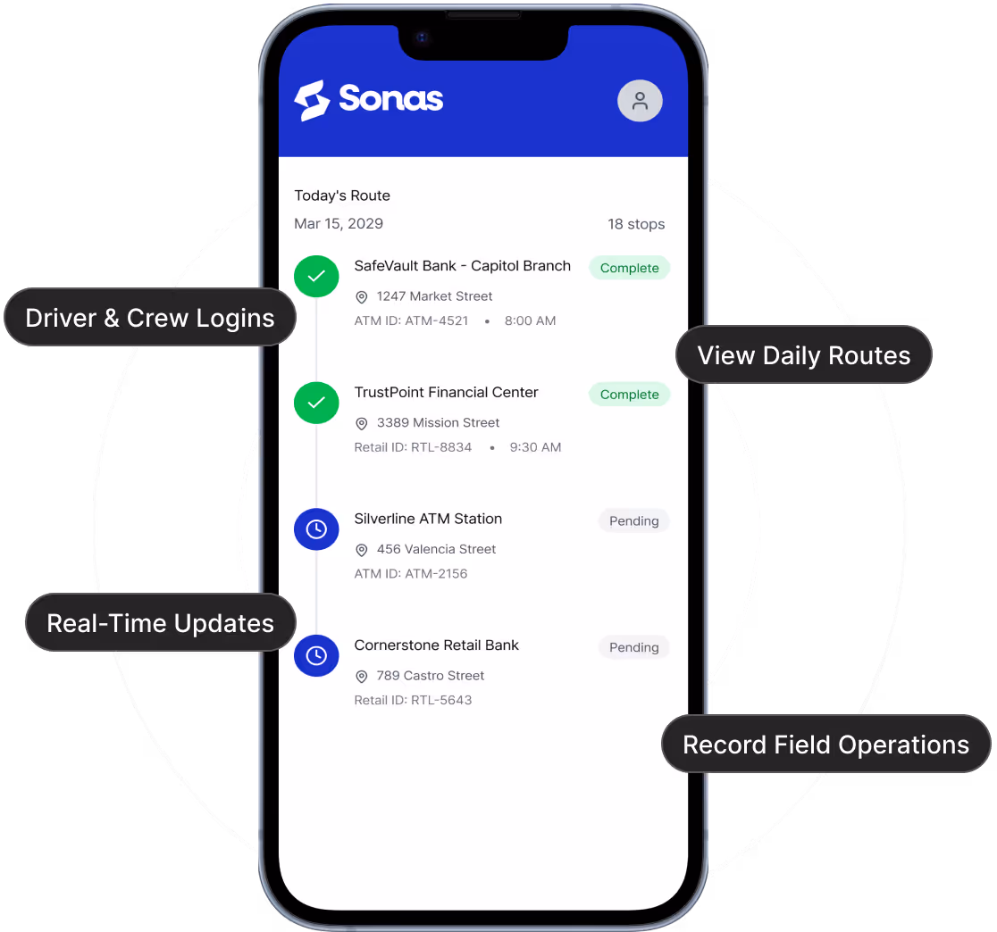 Mobile app for cash-in-transit route execution
