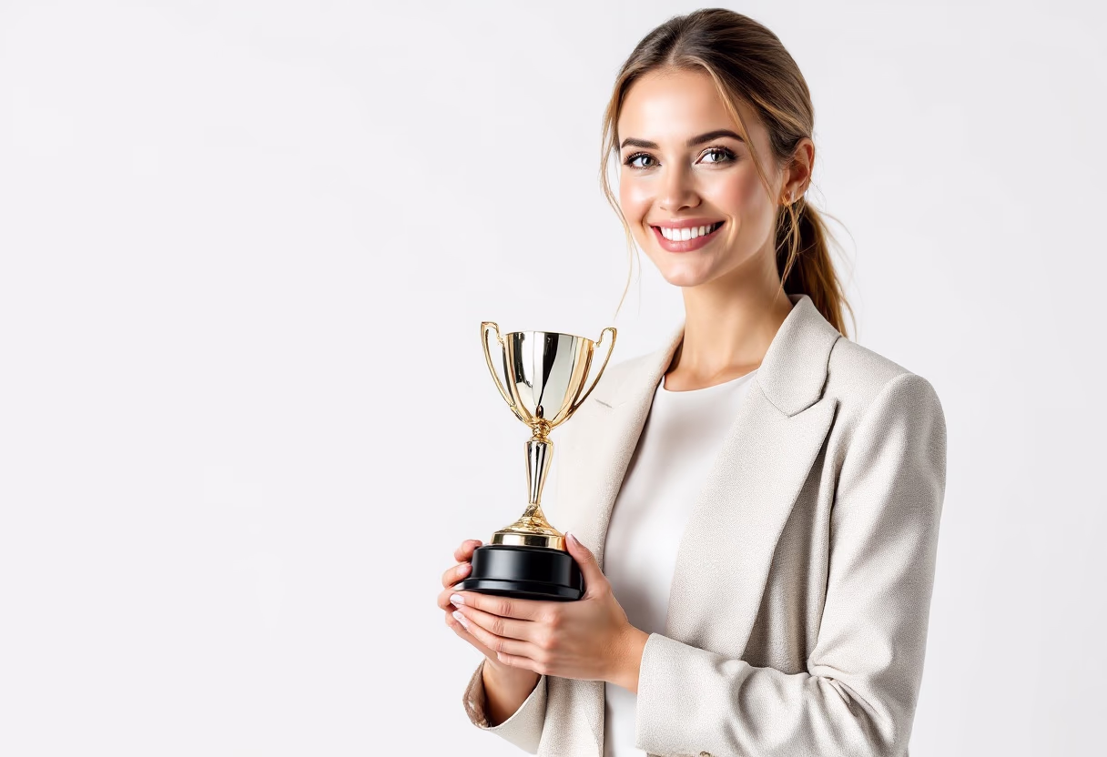 image of pr firm executive holding an award