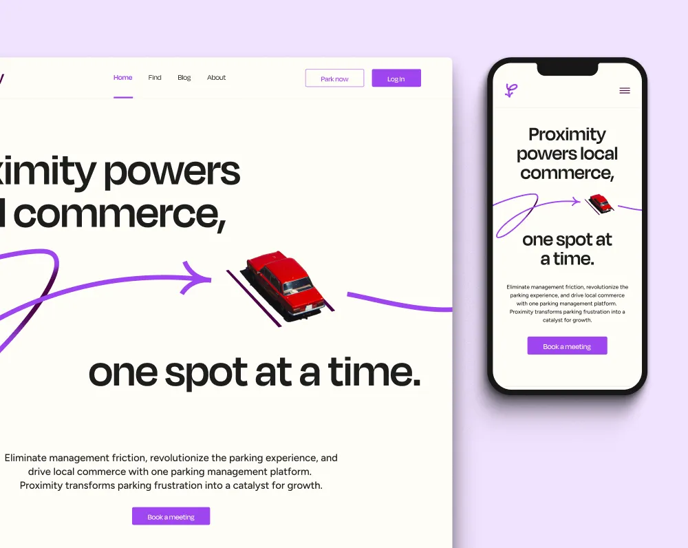 Proximity website on desktop and mobile, designed and built by Five Four