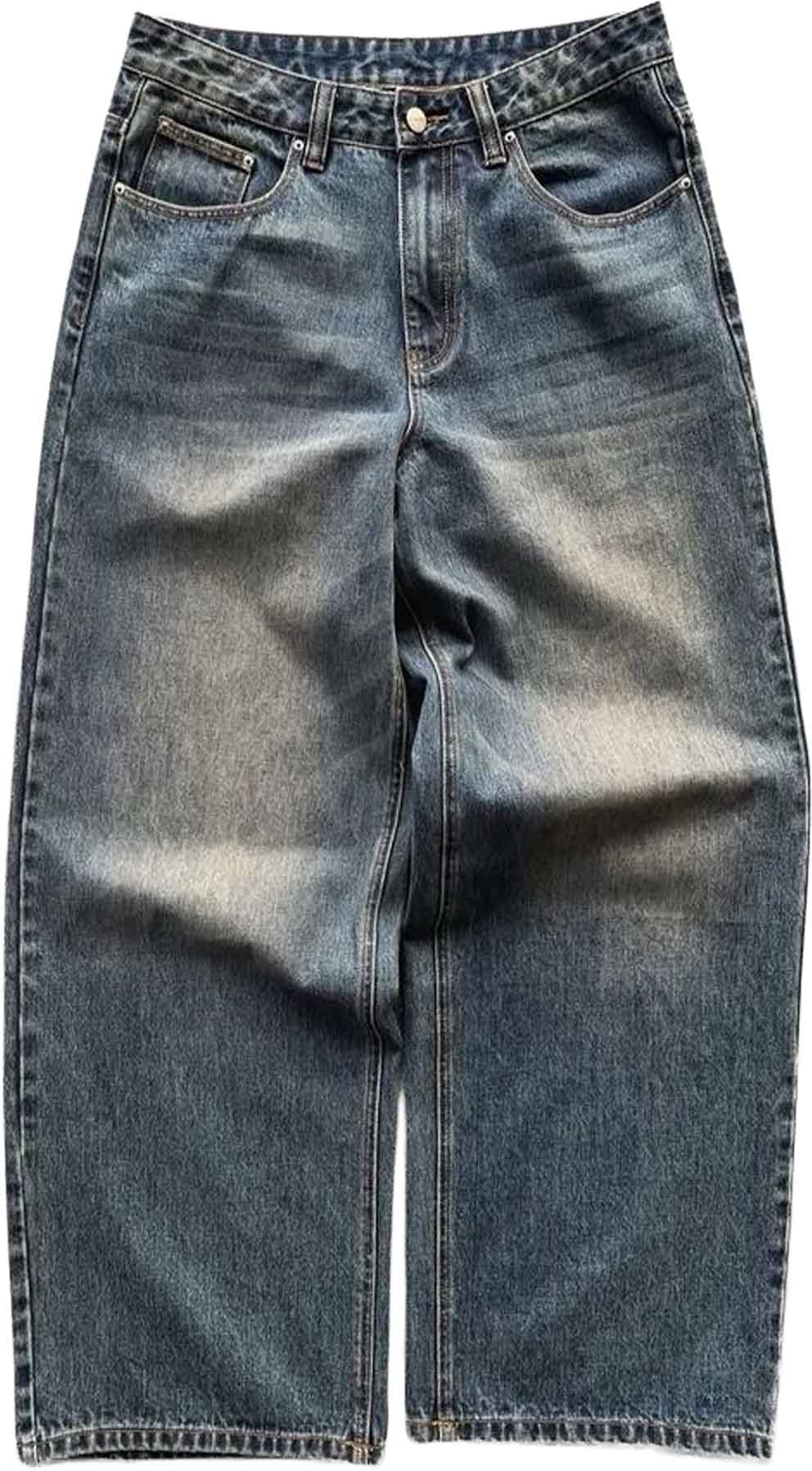 Elysian Japanese Baggy Denim Jeans Light Grey