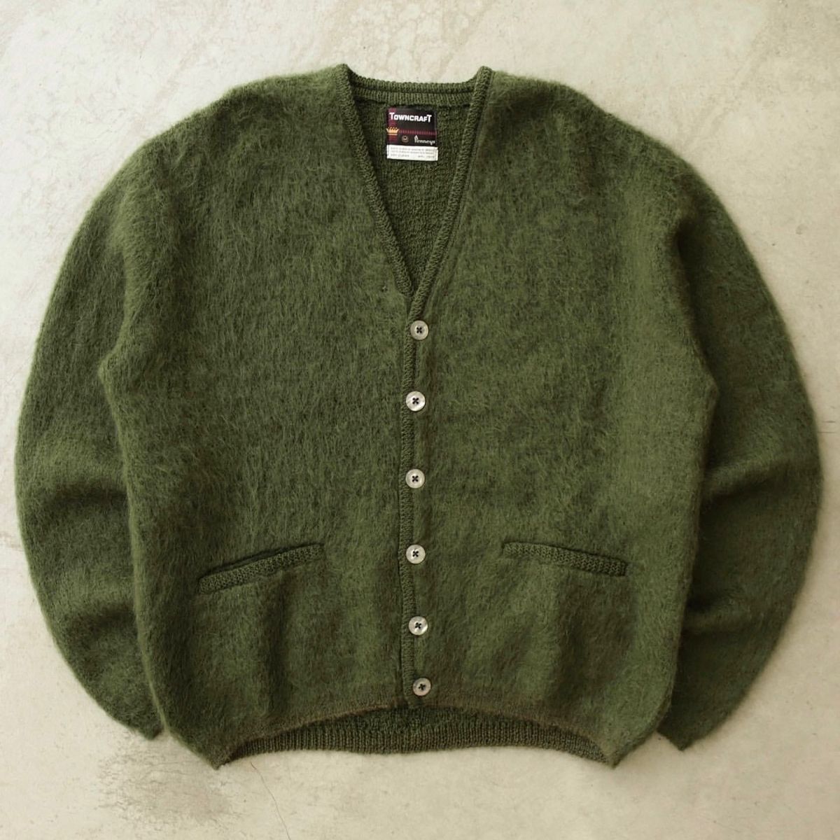 Vintage Towncraft Mohair Green Cardigan