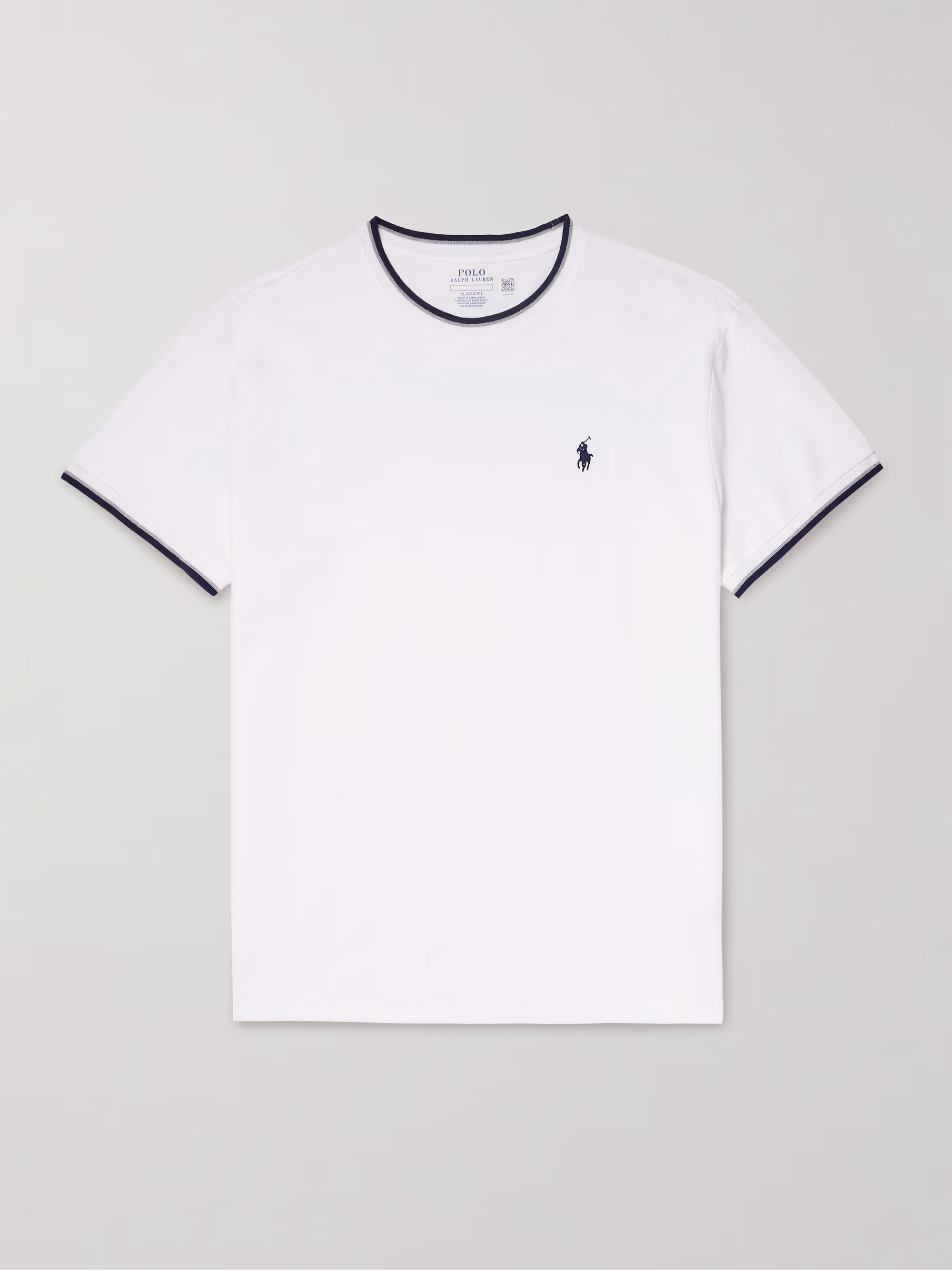 POLO RALPH LAUREN Contrast-Tipped Embroidered Cotton-Blend Jersey T-Shirt