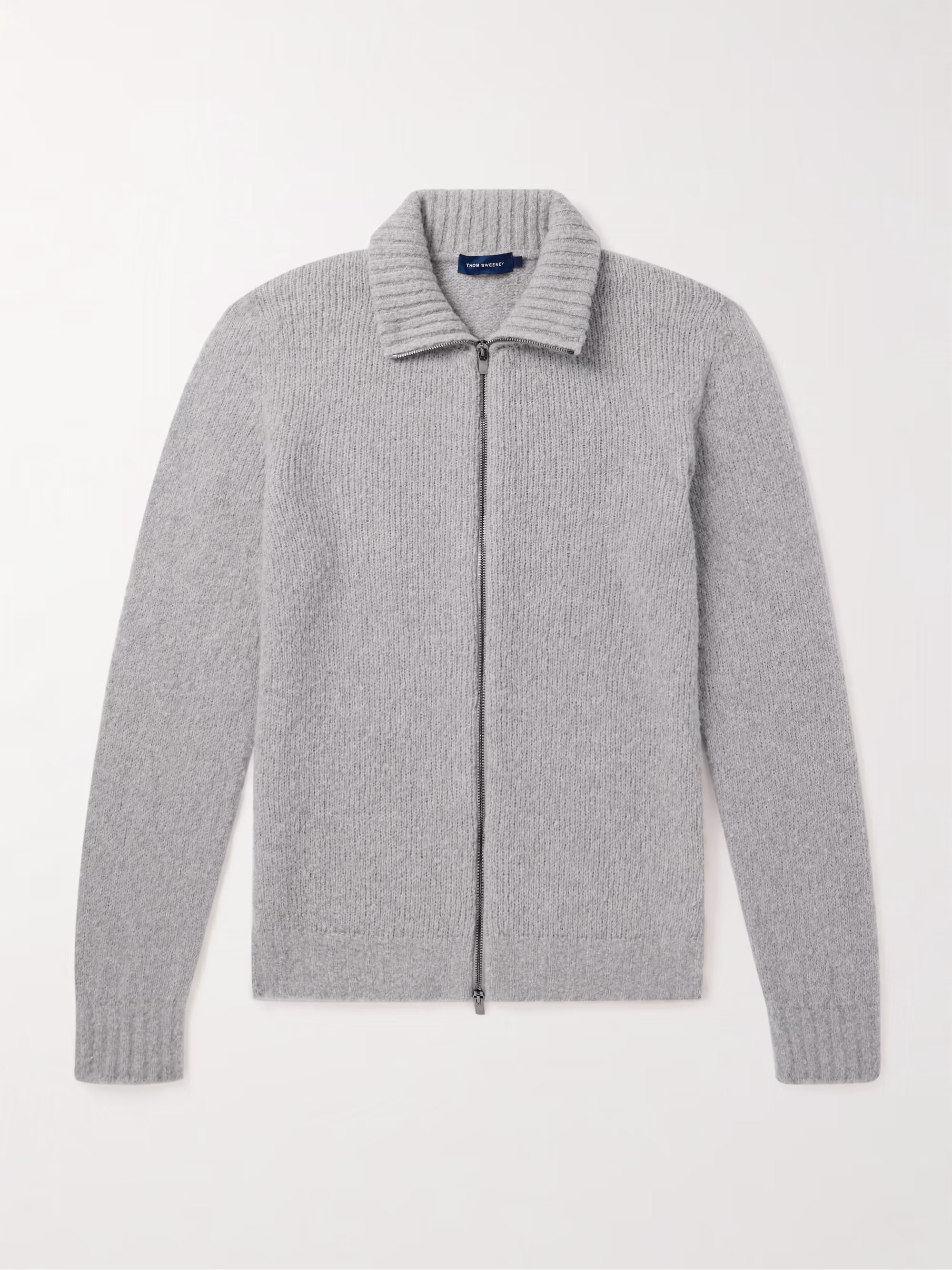 THOM SWEENEY Slim-Fit Merino Wool-Blend Zip-Up Cardigan grey