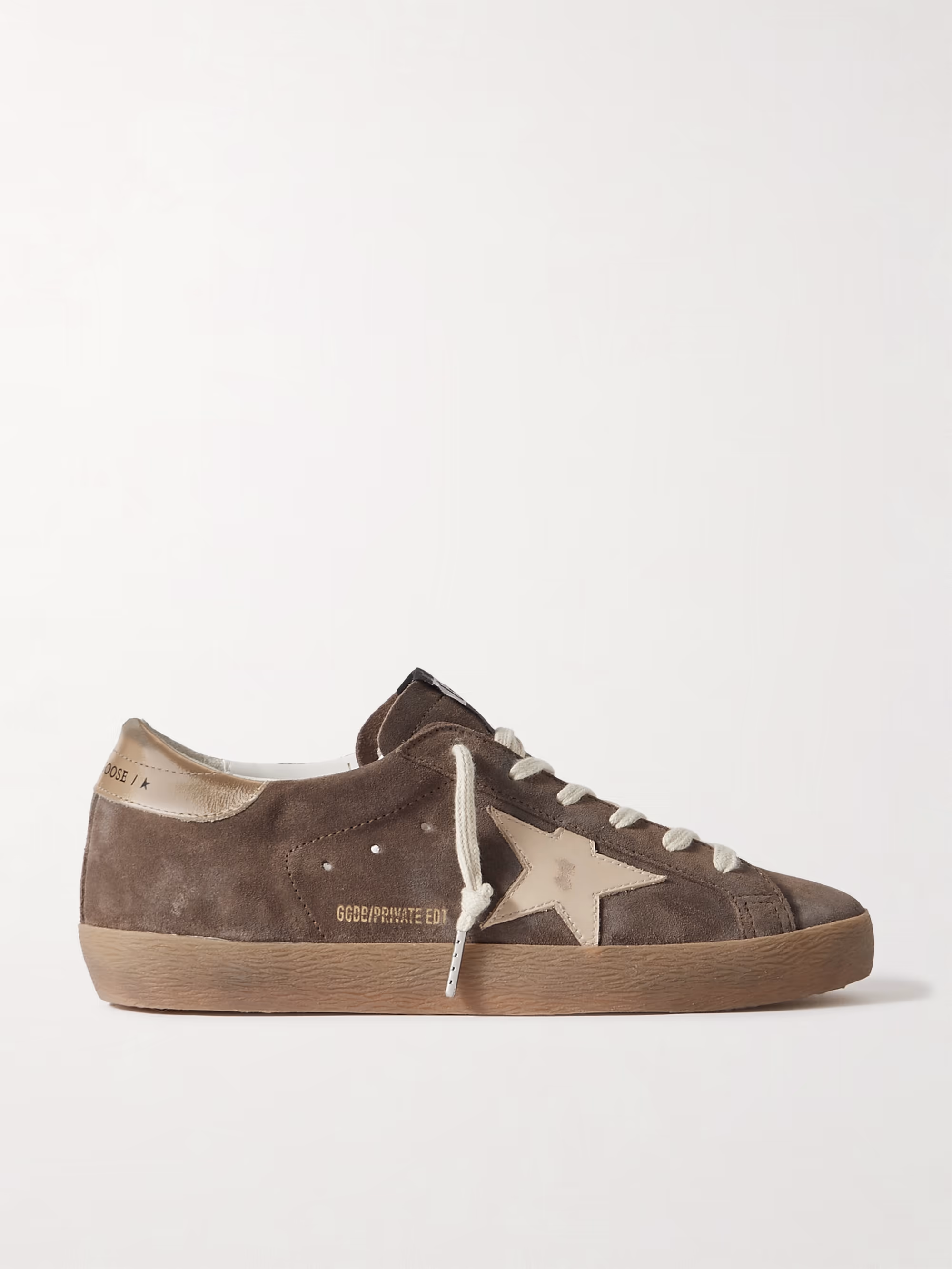 GOLDEN GOOSE Super-Star distressed leather-trimmed suede sneakers